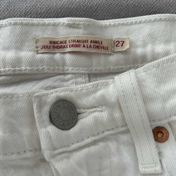 Levi’s Premium Ribcage Straight Ankle Off White Non-Stretch Button-Fly – US 27 - Picture 9 of 12